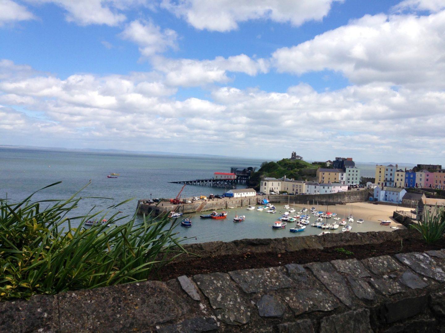 Tenby harbour with colourful houses